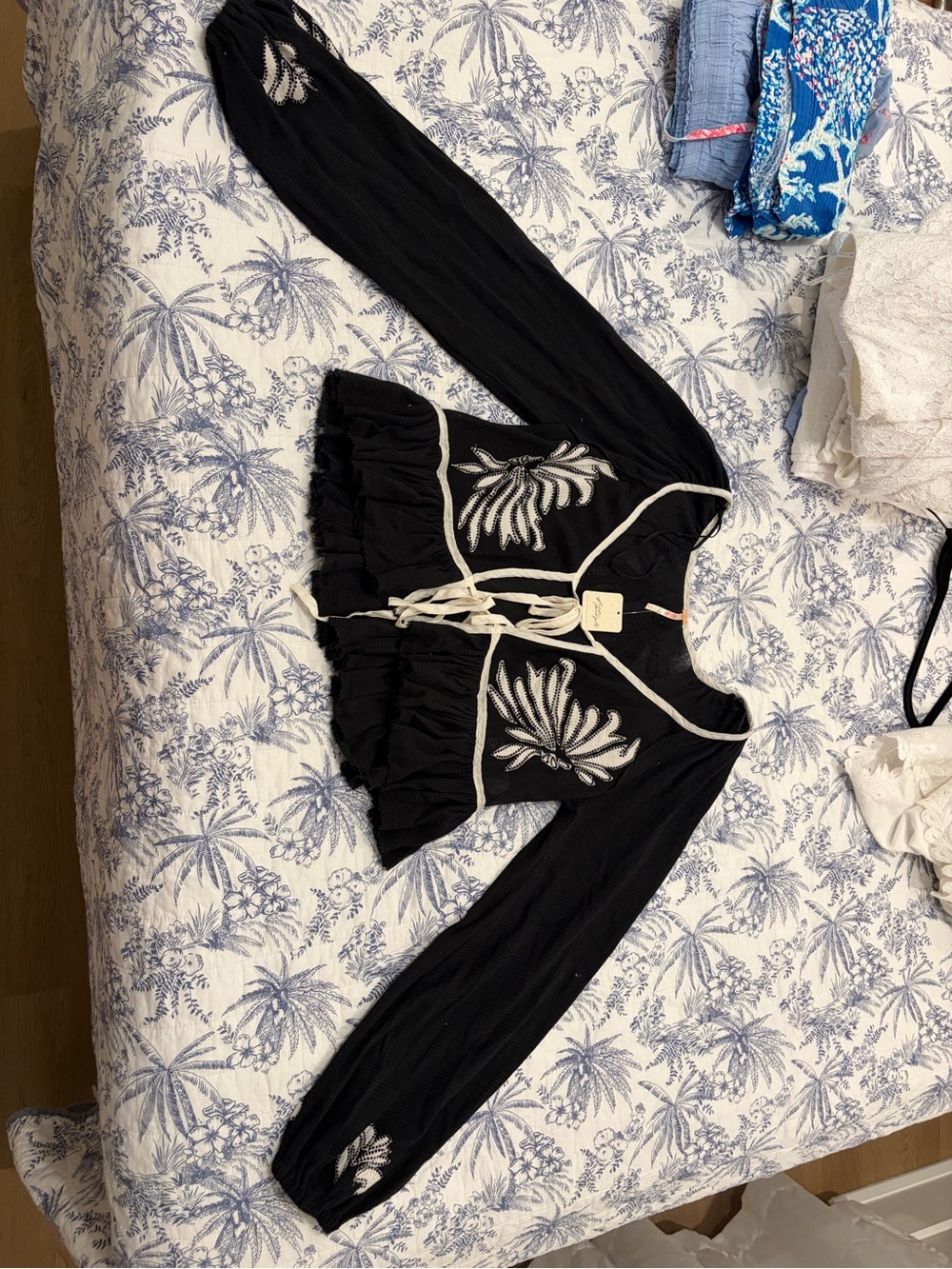 Free People Lookout Top in Black Combo XS
